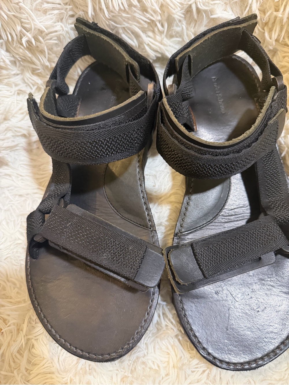 Men's Black Adjustable Strap Sandals with Cushioned Footbed